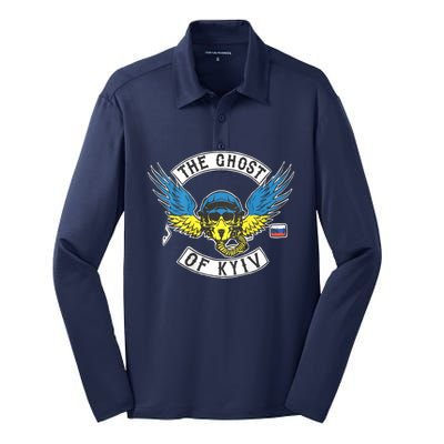 Stand With Ukraine The Ghost Of Kyiv Silk Touch Performance Long Sleeve Polo