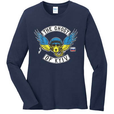 Stand With Ukraine The Ghost Of Kyiv Ladies Long Sleeve Shirt