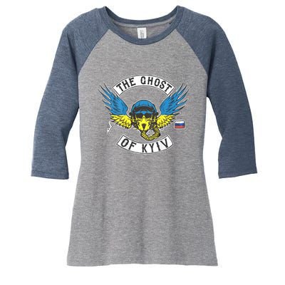 Stand With Ukraine The Ghost Of Kyiv Women's Tri-Blend 3/4-Sleeve Raglan Shirt