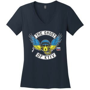 Stand With Ukraine The Ghost Of Kyiv Women's V-Neck T-Shirt