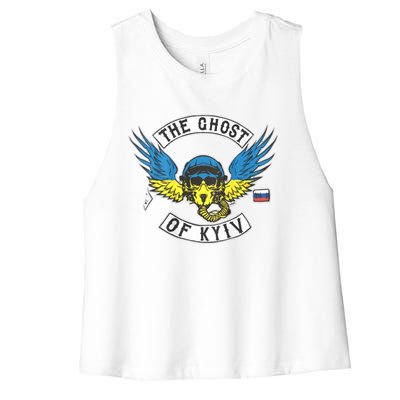 Stand With Ukraine The Ghost Of Kyiv Women's Racerback Cropped Tank