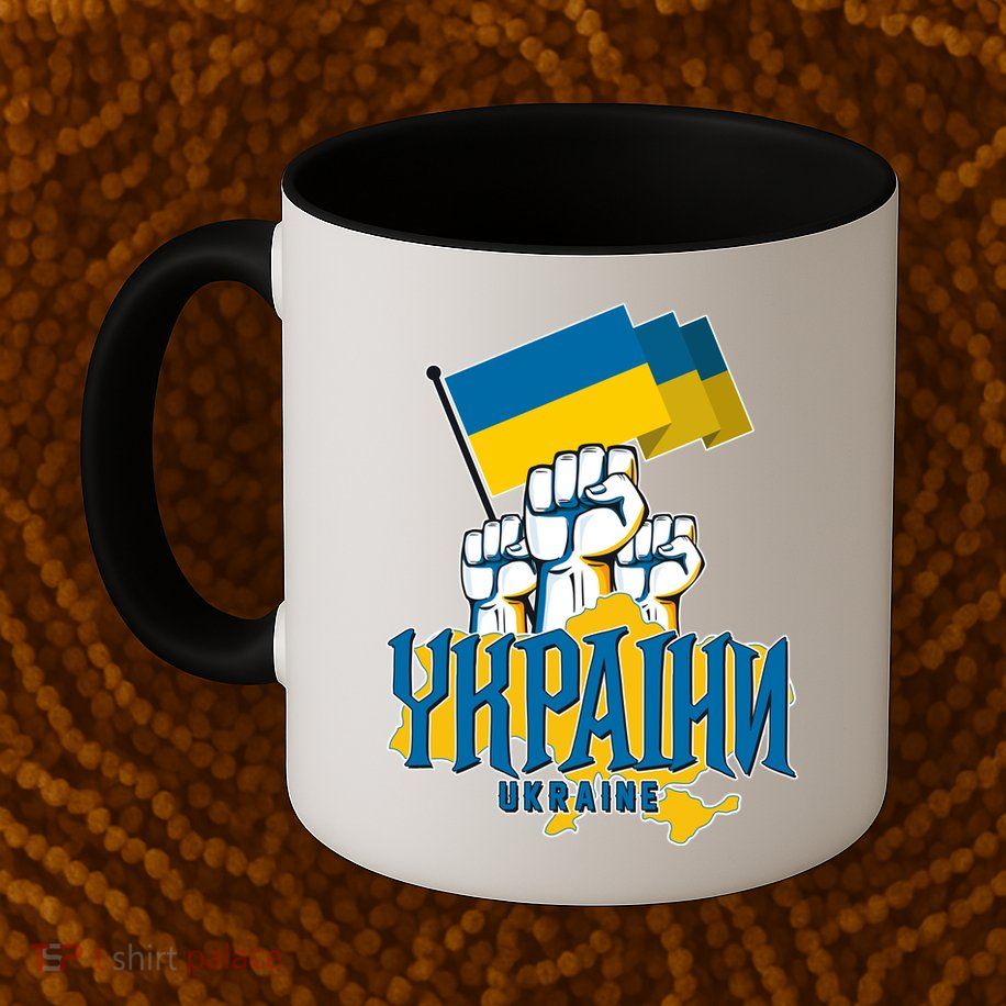 Stand With Ukraine Ukrainian Flag Protest Fist Mug