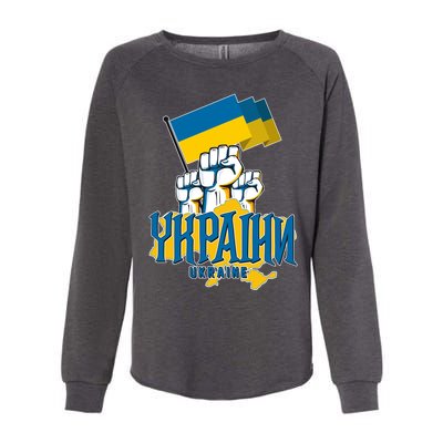 Stand With Ukraine Ukrainian Flag Protest Fist Womens California Wash Sweatshirt