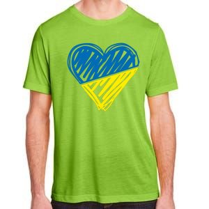 Stand With Ukraine Scribble Heart Ukrainian Flag Adult ChromaSoft Performance T-Shirt