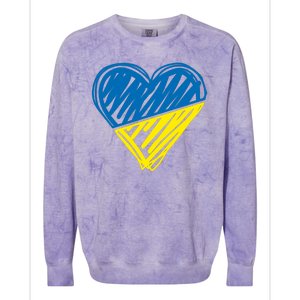 Stand With Ukraine Scribble Heart Ukrainian Flag Colorblast Crewneck Sweatshirt