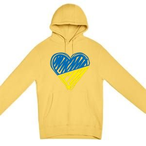 Stand With Ukraine Scribble Heart Ukrainian Flag Premium Pullover Hoodie