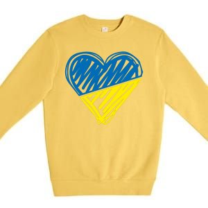 Stand With Ukraine Scribble Heart Ukrainian Flag Premium Crewneck Sweatshirt