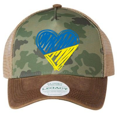 Stand With Ukraine Scribble Heart Ukrainian Flag Legacy Tie Dye Trucker Hat