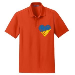 Stand With Ukraine Scribble Heart Ukrainian Flag Dry Zone Grid Polo