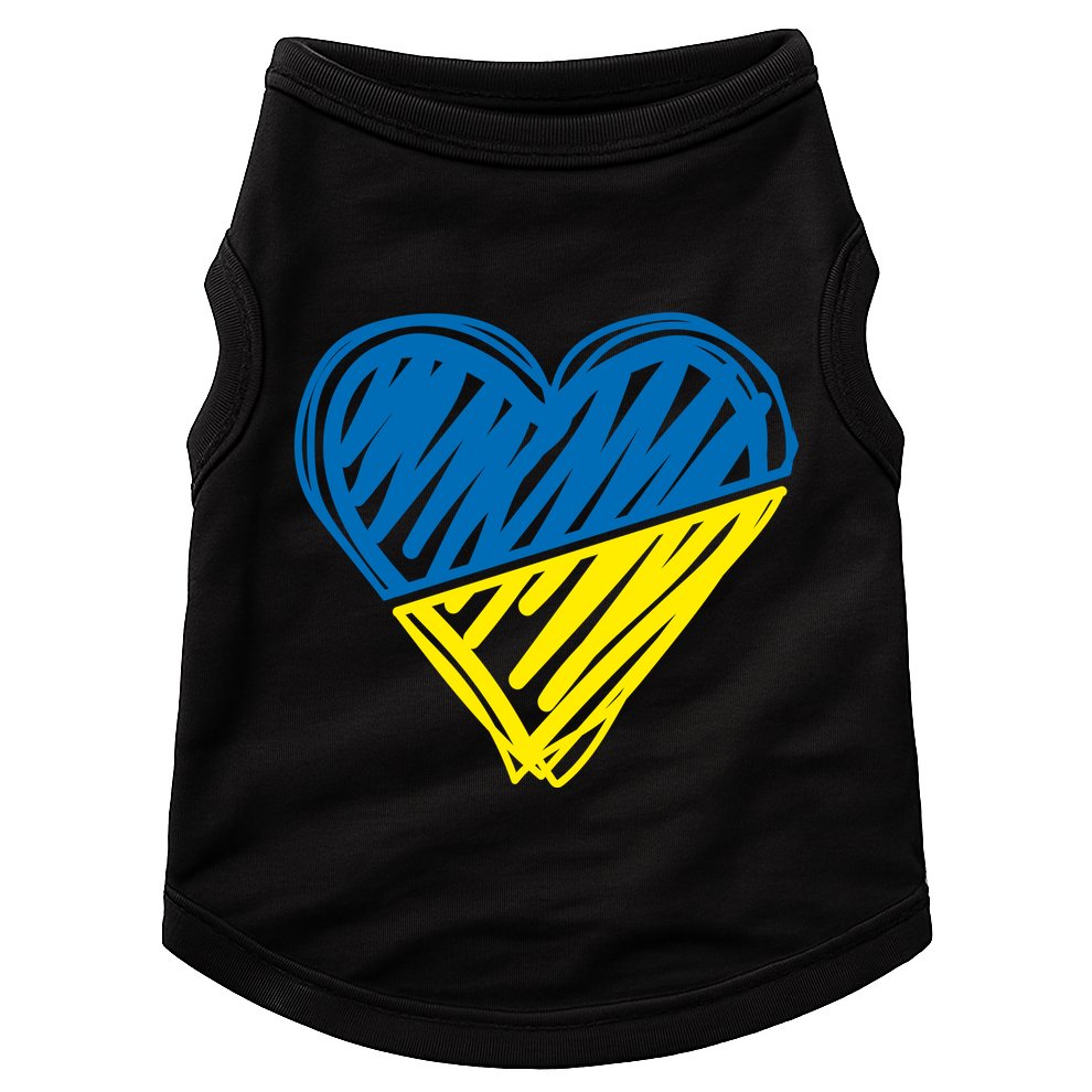 Stand With Ukraine Scribble Heart Ukrainian Flag Doggie Tank