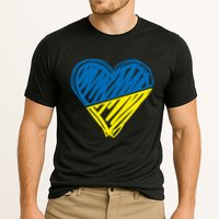 Stand With Ukraine Scribble Heart Ukrainian Flag Cooling Performance Crew T-Shirt