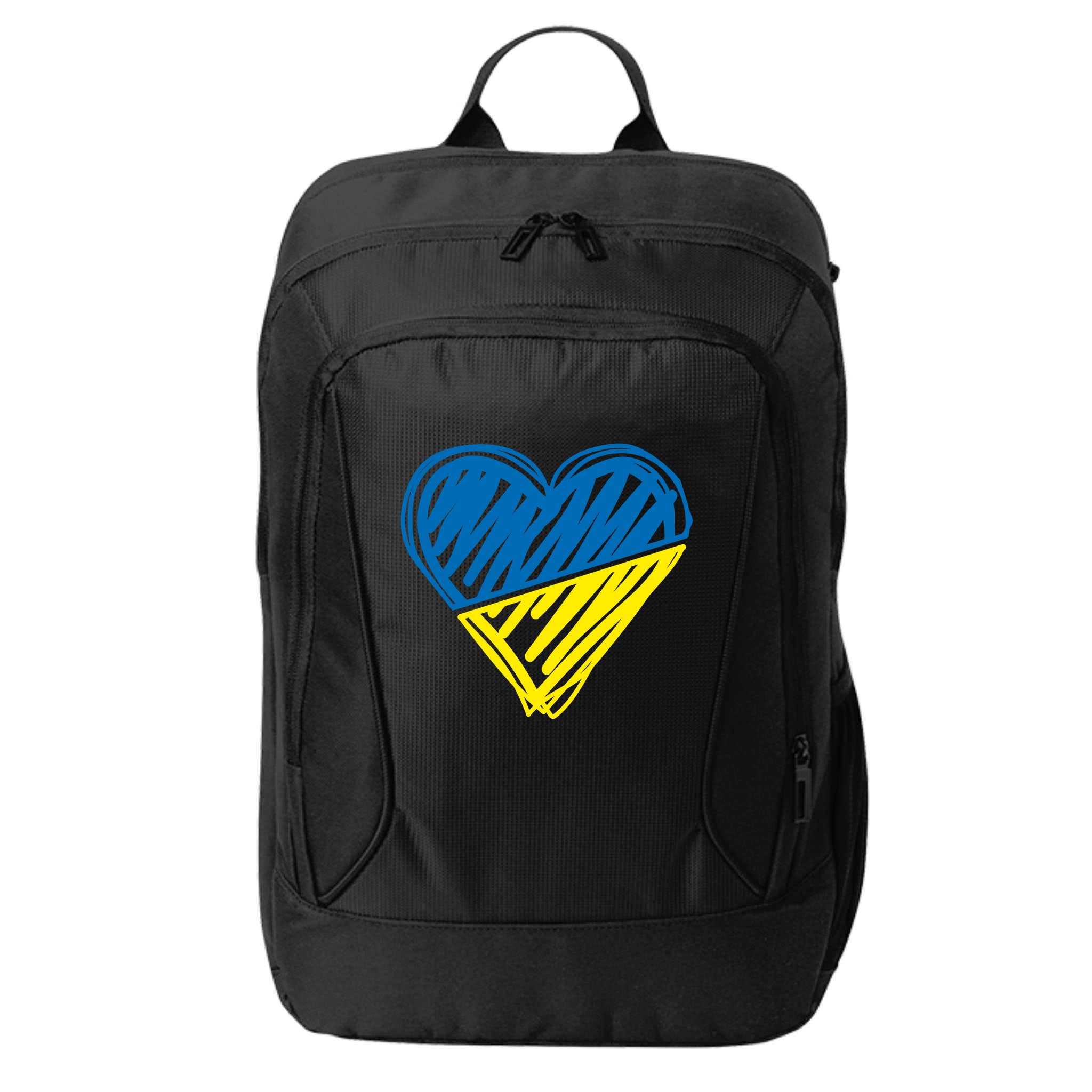 Stand With Ukraine Scribble Heart Ukrainian Flag City Backpack