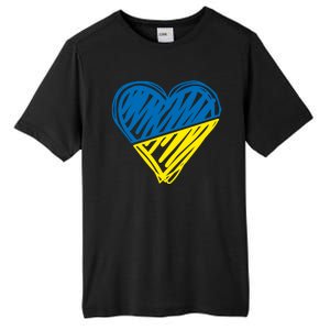 Stand With Ukraine Scribble Heart Ukrainian Flag Tall Fusion ChromaSoft Performance T-Shirt