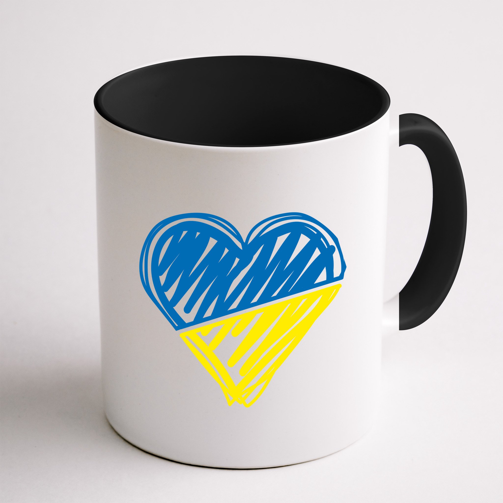 Stand With Ukraine Scribble Heart Ukrainian Flag Mug