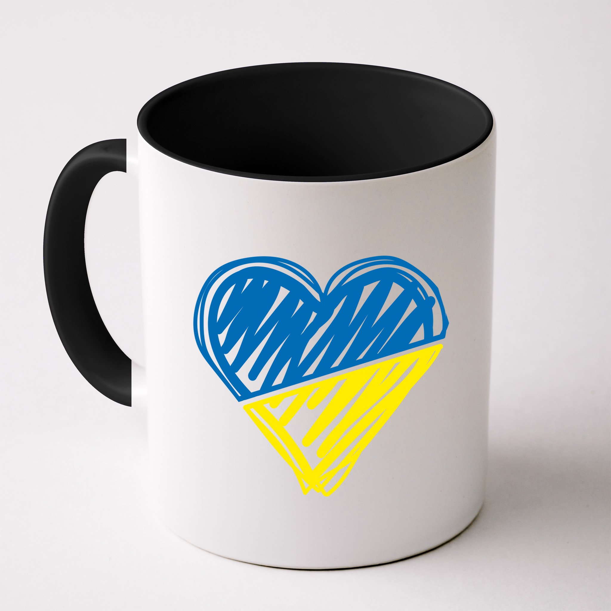 Stand With Ukraine Scribble Heart Ukrainian Flag Mug