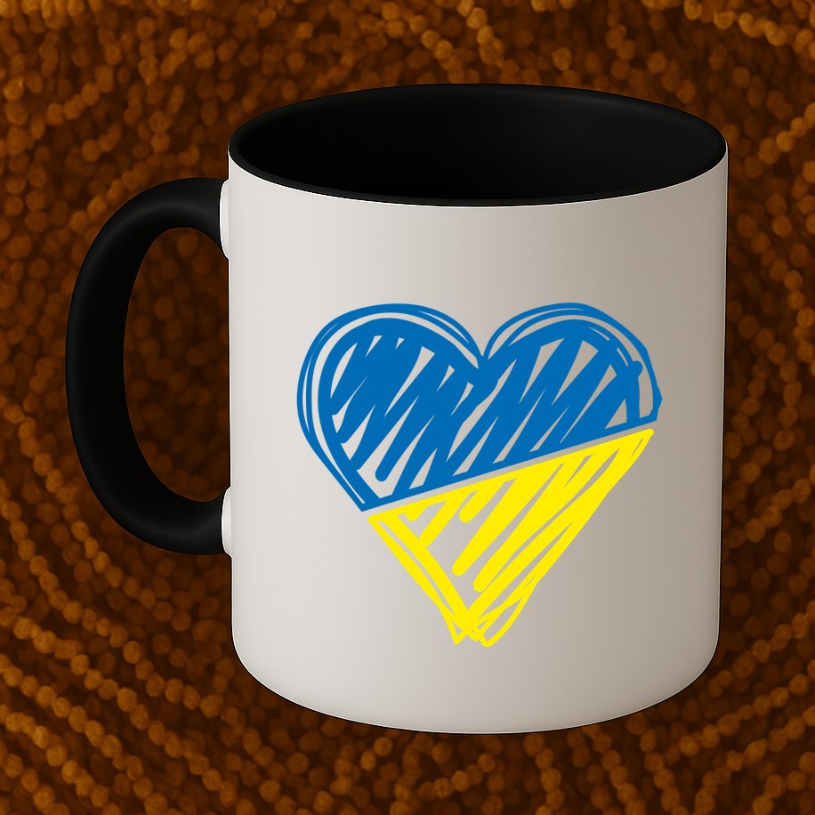 Stand With Ukraine Scribble Heart Ukrainian Flag Mug