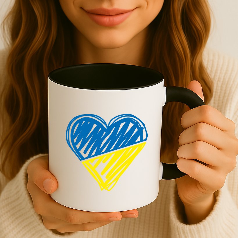 Stand With Ukraine Scribble Heart Ukrainian Flag Mug