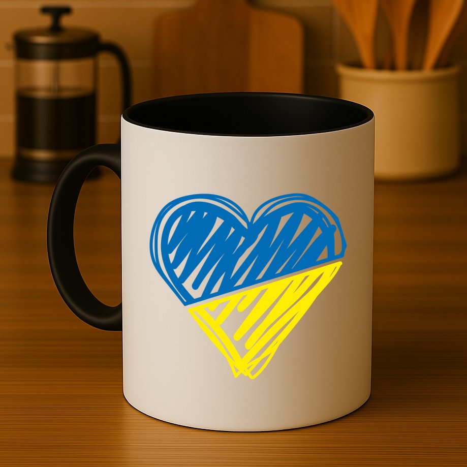 Stand With Ukraine Scribble Heart Ukrainian Flag Mug