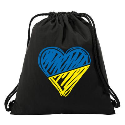 Stand With Ukraine Scribble Heart Ukrainian Flag Drawstring Bag
