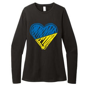 Stand With Ukraine Scribble Heart Ukrainian Flag Womens CVC Long Sleeve Shirt