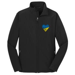 Stand With Ukraine Scribble Heart Ukrainian Flag Core Soft Shell Jacket