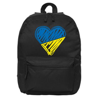Stand With Ukraine Scribble Heart Ukrainian Flag 16 in Basic Backpack