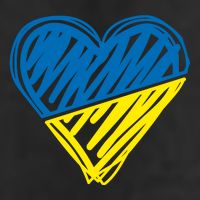 Stand With Ukraine Scribble Heart Ukrainian Flag Crop Fleece Hoodie