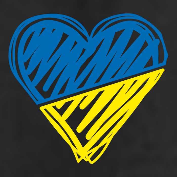 Stand With Ukraine Scribble Heart Ukrainian Flag Crop Fleece Hoodie