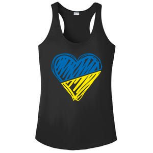 Stand With Ukraine Scribble Heart Ukrainian Flag Ladies PosiCharge Competitor Racerback Tank