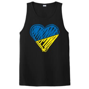 Stand With Ukraine Scribble Heart Ukrainian Flag PosiCharge Competitor Tank