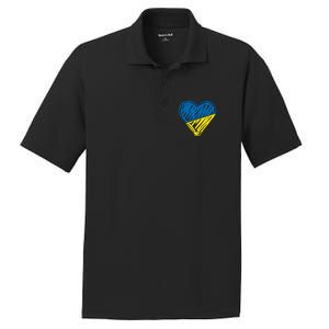 Stand With Ukraine Scribble Heart Ukrainian Flag PosiCharge RacerMesh Polo