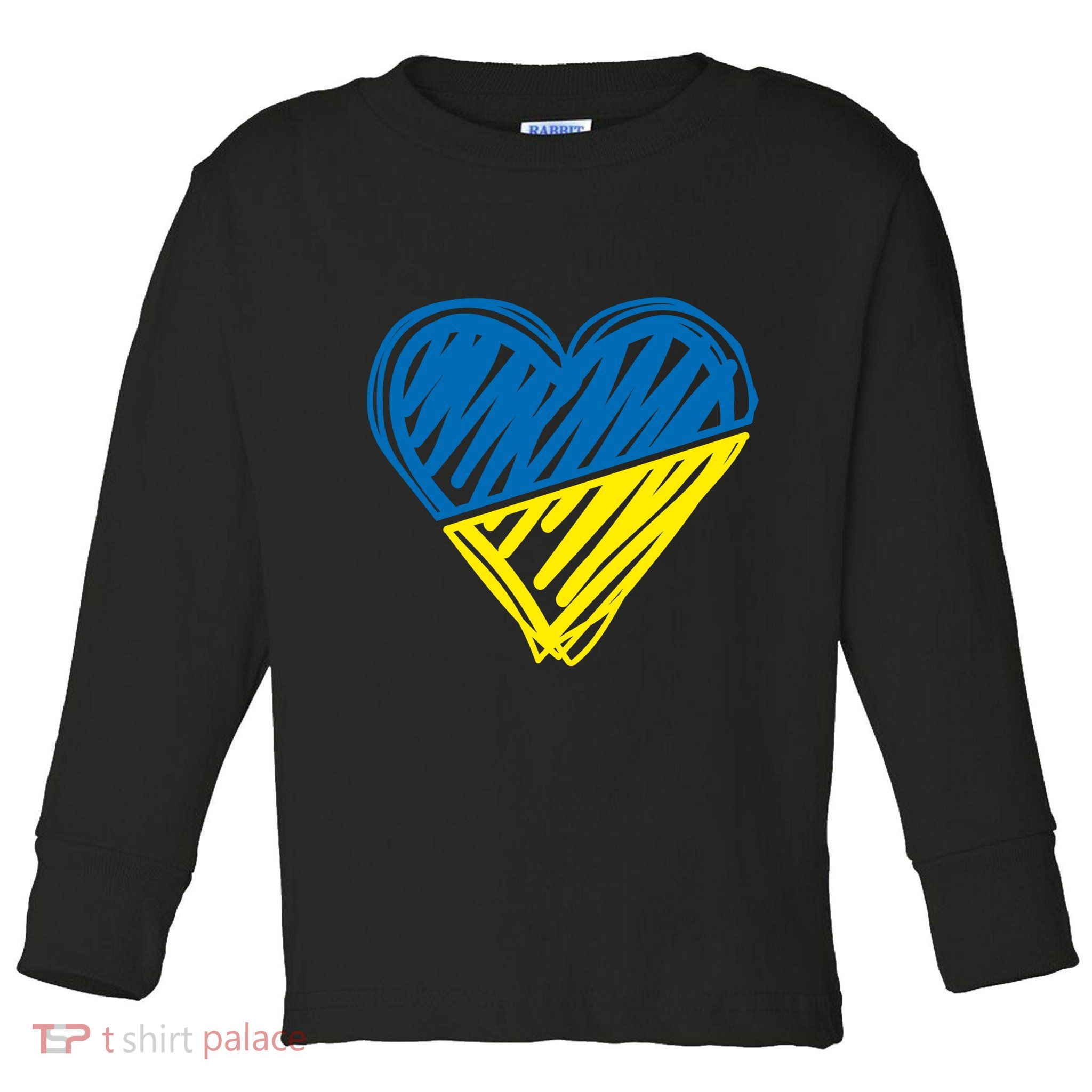 Stand With Ukraine Scribble Heart Ukrainian Flag Toddler Long Sleeve Shirt