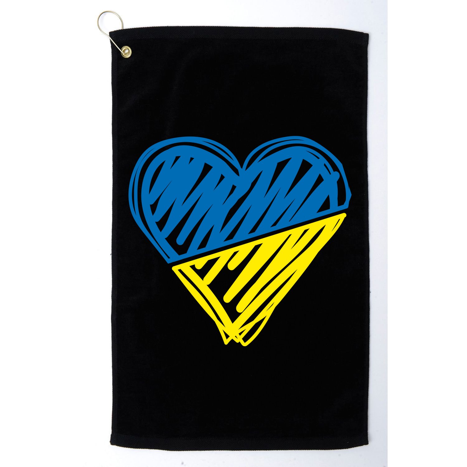 Stand With Ukraine Scribble Heart Ukrainian Flag Golf Towel