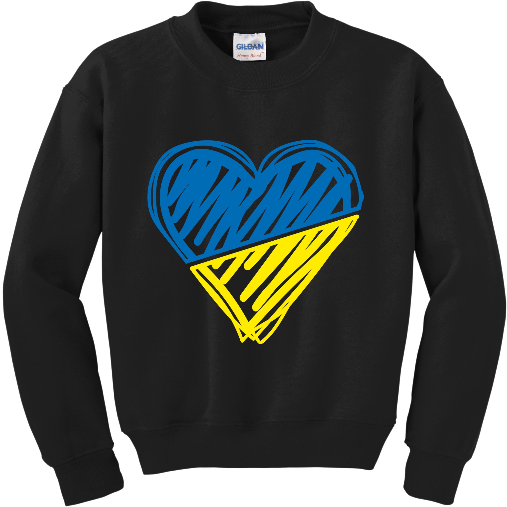 Stand With Ukraine Scribble Heart Ukrainian Flag Kids Sweatshirt