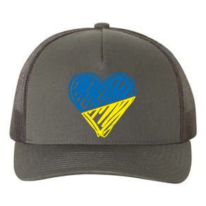 Stand With Ukraine Scribble Heart Ukrainian Flag Yupoong Adult 5-Panel Trucker Hat