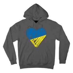 Stand With Ukraine Scribble Heart Ukrainian Flag Hoodie