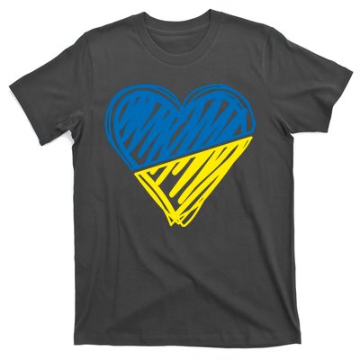 Stand With Ukraine Scribble Heart Ukrainian Flag T-Shirt