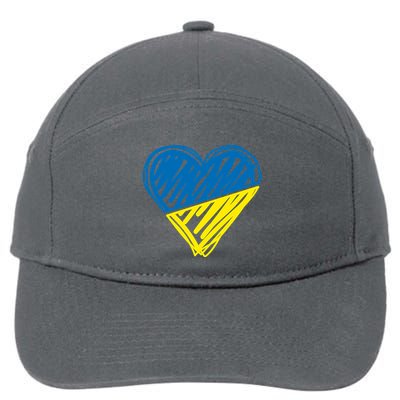 Stand With Ukraine Scribble Heart Ukrainian Flag 7-Panel Snapback Hat