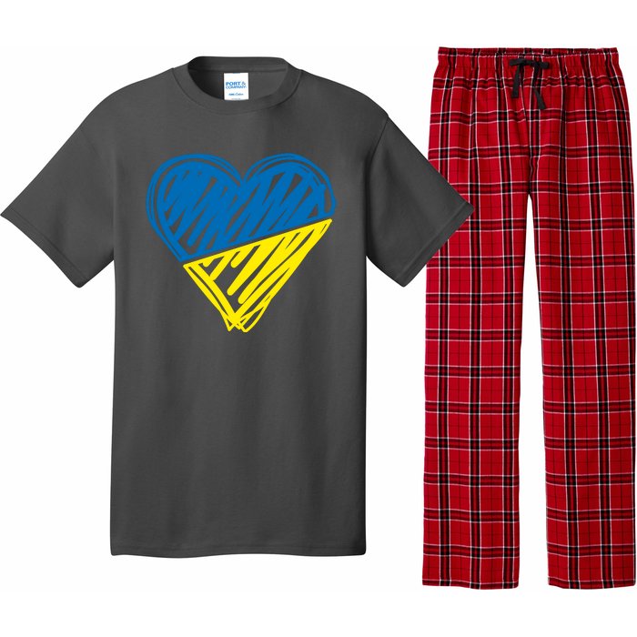 Stand With Ukraine Scribble Heart Ukrainian Flag Pajama Set