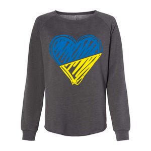 Stand With Ukraine Scribble Heart Ukrainian Flag Womens California Wash Sweatshirt