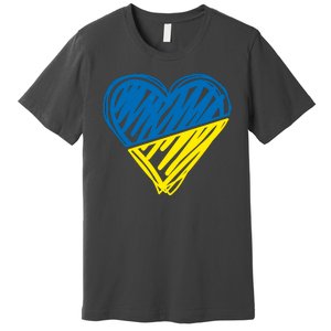 Stand With Ukraine Scribble Heart Ukrainian Flag Premium T-Shirt