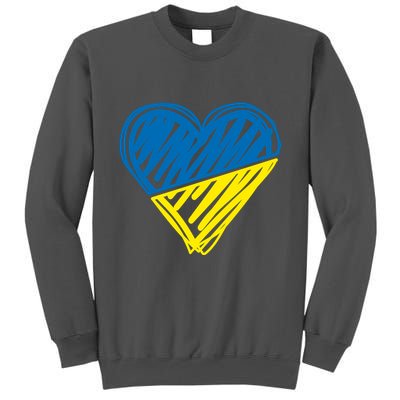 Stand With Ukraine Scribble Heart Ukrainian Flag Tall Sweatshirt