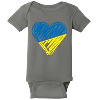 Stand With Ukraine Scribble Heart Ukrainian Flag Baby Bodysuit