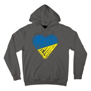 Stand With Ukraine Scribble Heart Ukrainian Flag Tall Hoodie