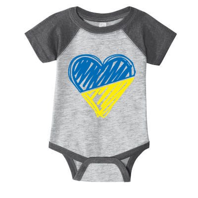 Stand With Ukraine Scribble Heart Ukrainian Flag Infant Baby Jersey Bodysuit