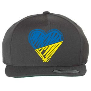 Stand With Ukraine Scribble Heart Ukrainian Flag Wool Snapback Cap