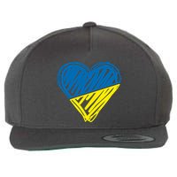 Stand With Ukraine Scribble Heart Ukrainian Flag Wool Snapback Cap