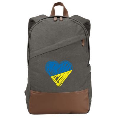 Stand With Ukraine Scribble Heart Ukrainian Flag Cotton Canvas Backpack