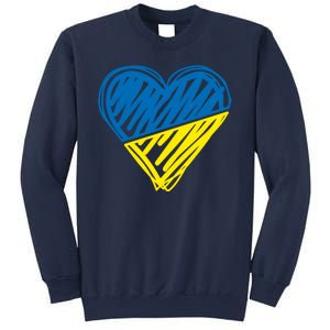 Stand With Ukraine Scribble Heart Ukrainian Flag Sweatshirt