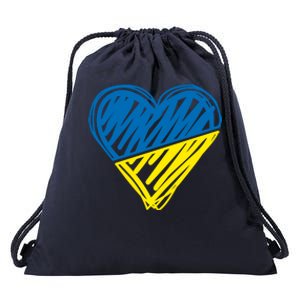 Stand With Ukraine Scribble Heart Ukrainian Flag Drawstring Bag